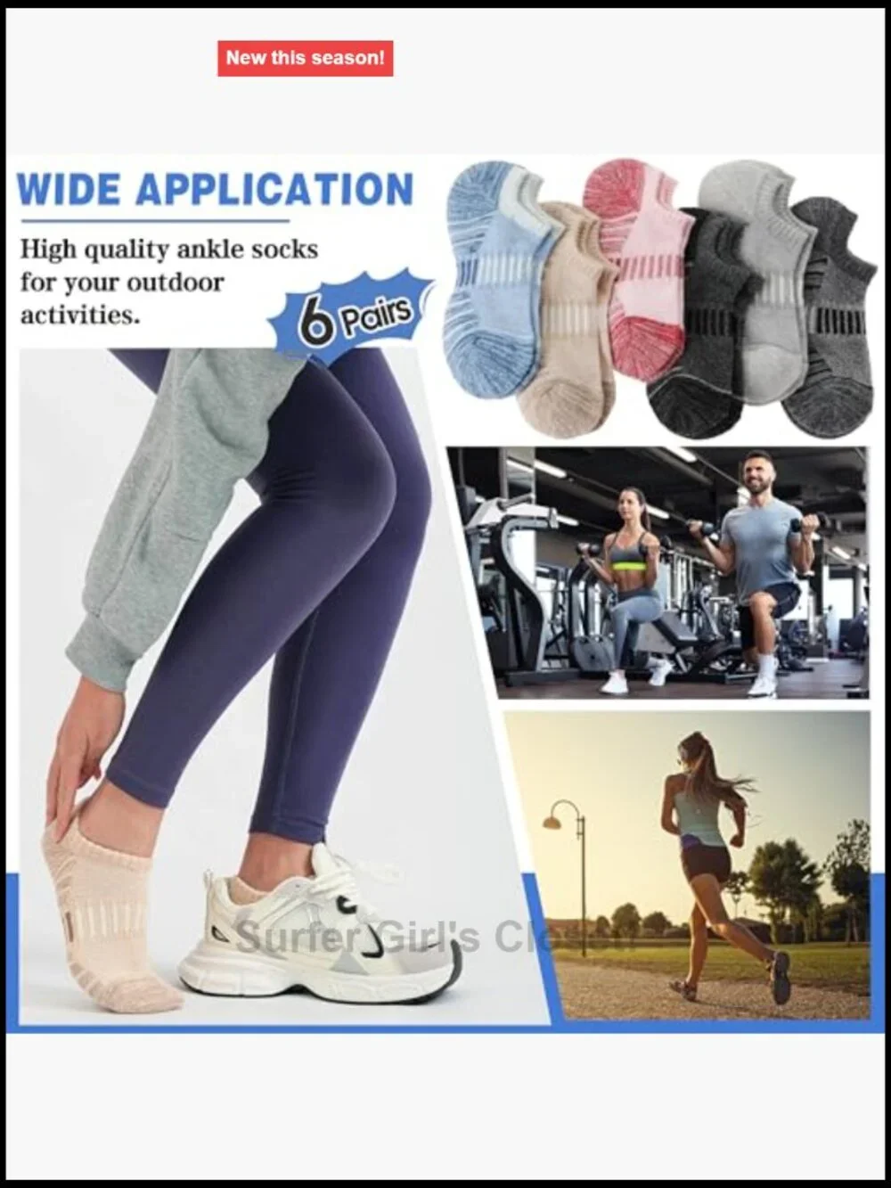 Merino Wool Ankle Athletic Socks Cushioned Breathable for Men Women 6 Pairs